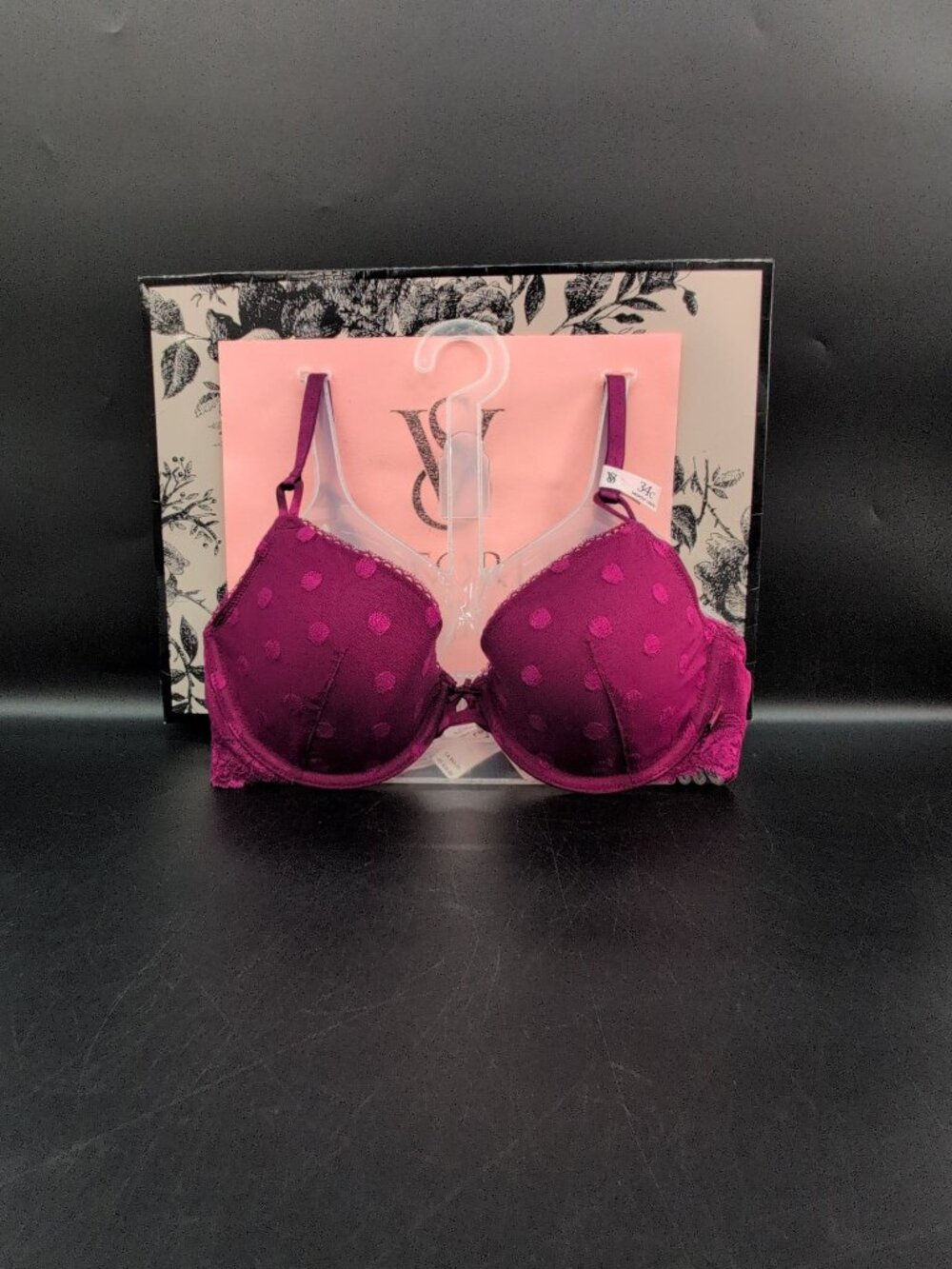 Victoria Secret Sexy Tee Sheer Heritage Dot Lightly Lined Demi Bra 34C Fresh Jam